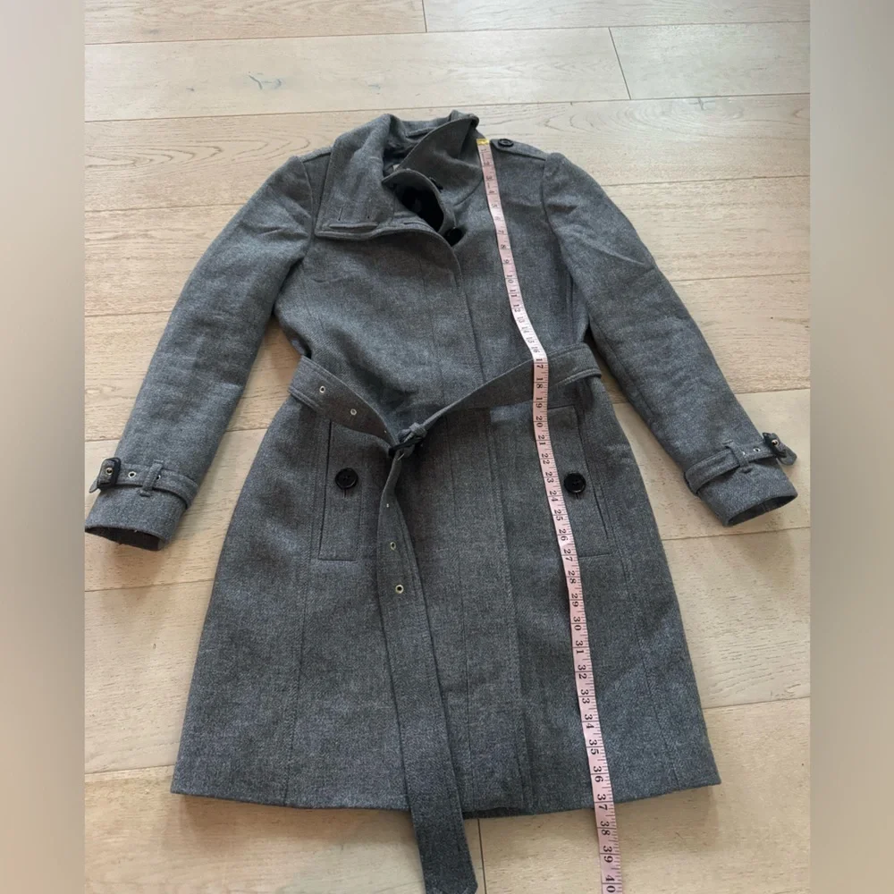 Burberry London Gray Wool & Cashmere Belted Trench Dress Coat - Picture 8 of 13